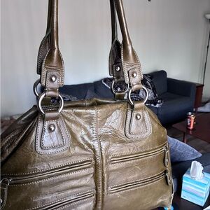 Chic Olive Leather Satchel